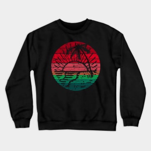 Palm Tree Sunset Silhouette, Surfing Crewneck Sweatshirt